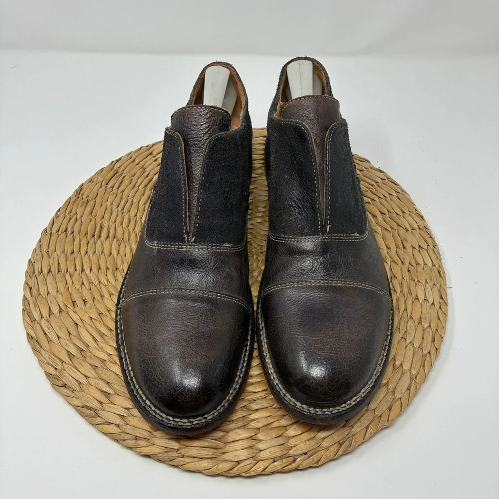 Bed Stu Women Dark Brown Distressed Leather Slip On Loafers Vibram Sole Size 11‎